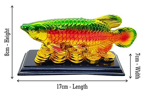 Image of Fengshui Exclusive Polyresin Multicolor Set of 1 Arowana Fish Showpiece for Office Decor, Home Decoration (AF-2560)