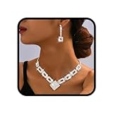 Fashband Crystal Bridal Wedding Jewelry Set Silver Rhinestone Necklace Earrings Sets Formal Costume Jewelry for Women and Brides (S-A, One Size)