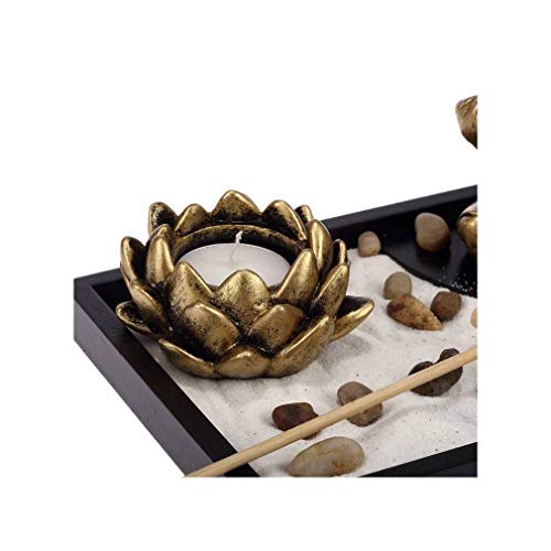 Lachineuse Wisdom Zen Garden, Dominante Noir, Blanc Et Doré, 22x17x8cm - Image 4