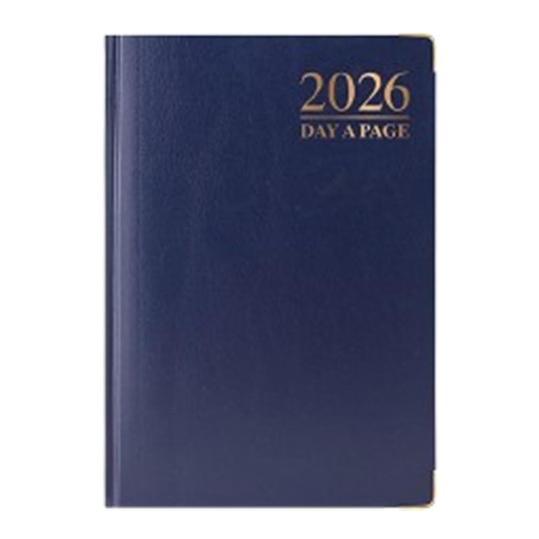 1ABOVE 2026 Premium Quality A6 Day to Page Diary | Hardback Gilt Edges Metal Corners | 60gsm-Paper - for Home and Office Use (BLUE)