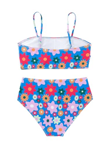 Image of WDIRARA Girl's Floral Print Bikini Set 2 Piece Swimsuits Sleeveless Spaghetti Strap Bathing Suits