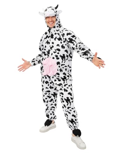 P'TIT CLOWN - Déguisement Vache Adulte Unisexe - Combinaison à Capuche - Idéal pour Carnaval, Soirées Déguisées, Halloween, EVG, EVJF, Fêtes à Thème -...