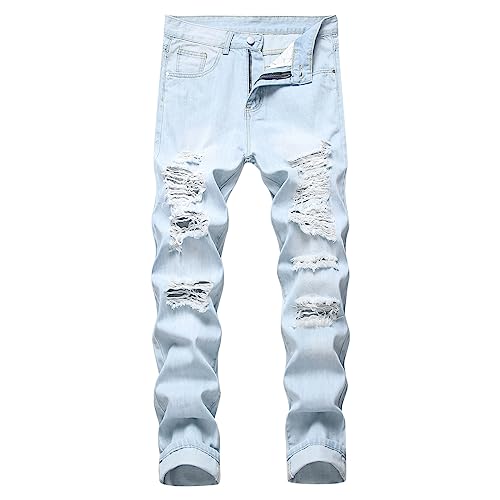 2023 Fashion Straight Tube New Men's Broken Knee Broken Pants Men's Jeans S Big and Tall 501