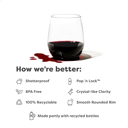 Image of TOSSWARE POP 14oz Vino - Color Series, Premium Quality, Recyclable, Unbreakable & Crystal Clear Plastic Wine Glasses (Pack of 96)