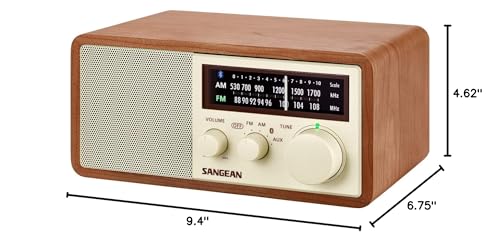 Sangean WR-16 AM/FM, Aux-in, Bluetooth, Wooden Cabinet Radio