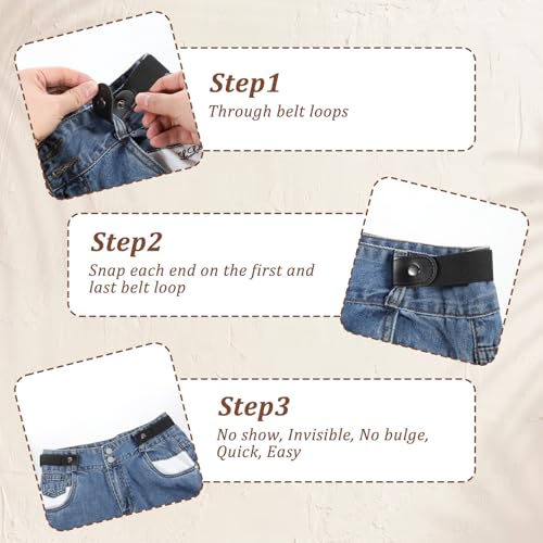 Belts for Men Women No Buckle Show Belt Invisible Stretch Waist Belts Buckleless Elastic Belt for Jeans Pants Dresses Adjustable Up to 72 Inches, No Bulge3