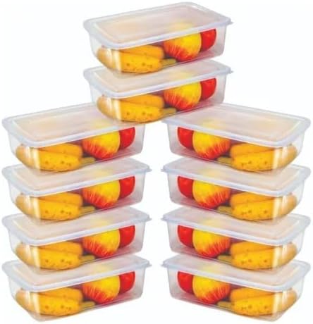 Kit 10 Potes 1 Litro Transparente Marmita Fitness Bpa Free