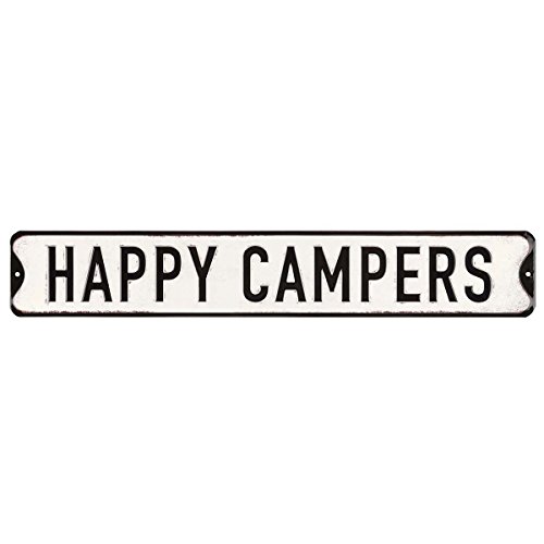 Open Road Brands Happy Campers Embossed Metal Street Sign - Fun Vintage Wall Art for RV, Garage or Camper