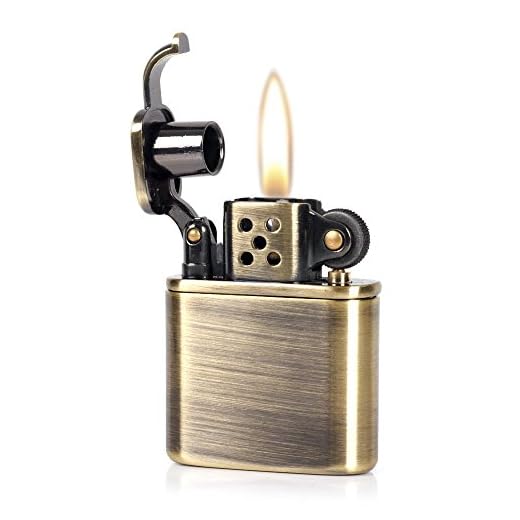 Pure Copper Antique Style Lift Arm Oil Petrol Metal Cigarette Lighter (Bronzy)