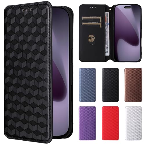 Étui iPhone 13 Pro Max argent portefeuille cuir carbone magnétique rabat - 2