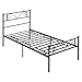 HOMCOM Marco de Cama Individual de Metal 31 cm para Colchón 90x190 cm con Cabecera Forma de Mariposa Estructura de Cama con Espacio Bajo de Almacenamiento 95x196x100 cm Negro