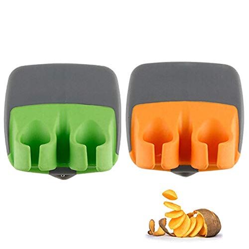 Lot de 2 éplucheurs de main en caoutchouc confortables pour éplucher citrouille, carotte, concombre, pommes de terre et plus encore
