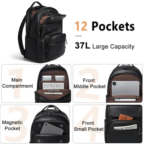 Image of Leresas Backpack Purse for Women Mens Work Travel Teacher Back Pack Laptop Business Vegan Leather Backpack Fashion College Computer Bag Black