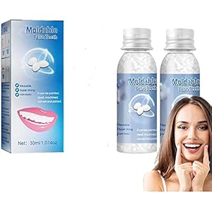 Tandreparatiekorrels, tijdelijke tandreparatiekralen, tanden reparatieset voor reparatie van de ontbrekende en gebroken tanden, tijdelijke tandreparatieset, klikbare onmiddellijke en zelfverzekerde glimlach (30ml, 2 stuks)