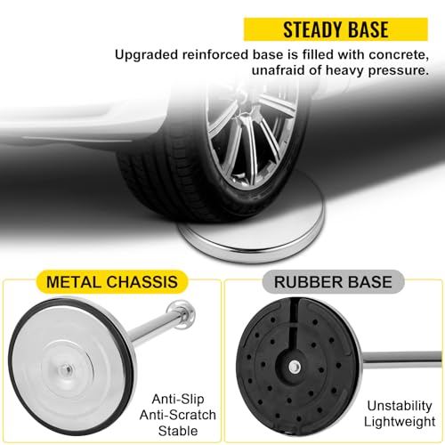 VEVOR Personenleitsystem Absperrband, 2-teiliges Set, Rungen-Set mit 5 Fuß / 1,5 m Schwarzem Samtseil, Silbere Absperrständer mit Stabilem Beton & Metallsockel – Einfache Montage