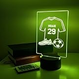 MIRROR MANIA Soccer Fútbol Sports Jersey Fan Player Soccer Ball Goal Cleats Field Game Team Themed Lamp Night Light LED Personalized Free Name Room Man Cave Decor, Made in America!