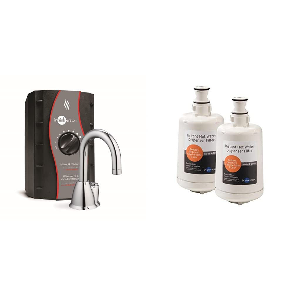 InSinkErator HOT100 Instant Hot Water Dispenser System - Faucet u0026 Tank,  Chrome, H-HOT100C-SS u0026 F-201R Replacment Water Filter Cartridges, 2 Count  (Pack of 1), White, 2 Pack - Amazon.com