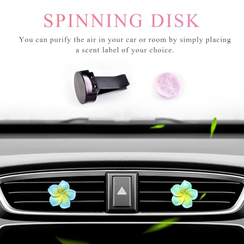 Image of 2PCS Flower Car Air Vent Clips, Colorful Tropical Flower Air Freshener Vent Clips with Aromatic Pad, Air Conditioning Outlet Clip Plumeria Flower Decoration (Blue+Green)