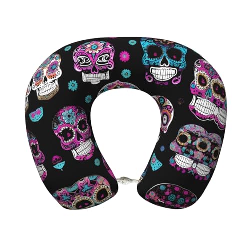 Almohada de Viaje con Estampado de Calaveras