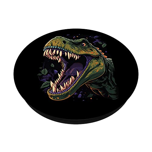 Roaring Tyrannosaurs Rex Trex Dinosaur PopSockets Swappable PopGrip, Black - Image 2
