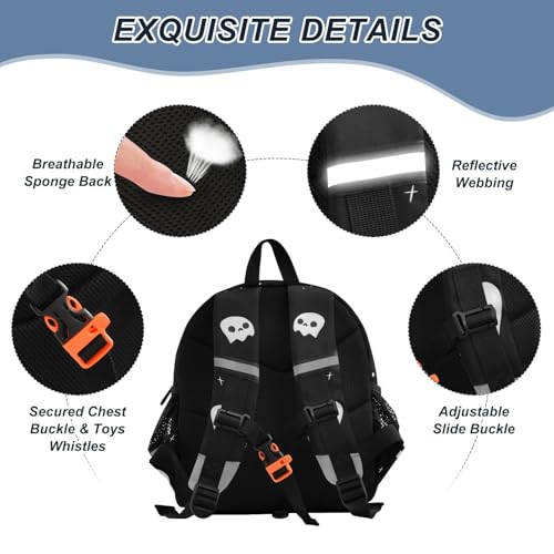 Ghost Kids Backpack with Ears Reflective Strip for Boys Girls Elementary School Bag Removable Chest Strap3