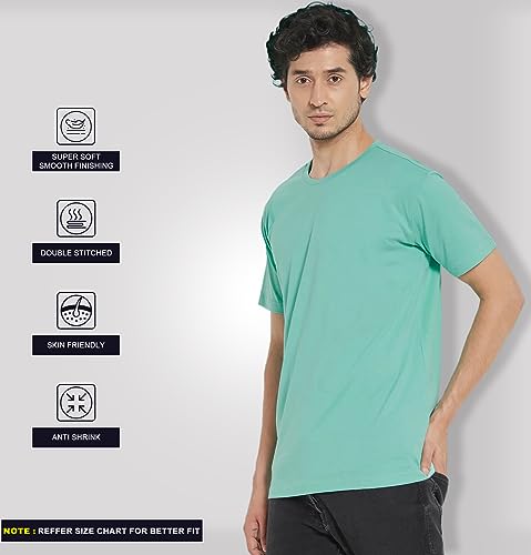 Image of Sleepynuts Round Neck Plain Cotton T-Shirt for Men Pack of 4