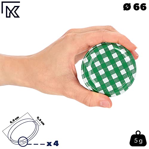 KADAX 50er Set Schraubdeckel TO66 ⌀ 66mm Grün Kariert – Twist-Off Ersatzdeckel für 235-900ml Einmach- & Marmeladengläser… – Ansicht 3