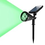 [180°Angle Adjustable] AGPTEK New Version 200 Lumens Solar Wall Green Lights Bright Solar LED Light Outdoor/ Rechargeable Waterproof Solar Powered Spotlight / Landscape Light / Auto-on at Night and Auto-off by Day/ Spot Light Fixture Lamp For Garden, Pool Pond Patio, Deck, Yard, Garden, Home, Driveway, Stairs, Outside Wall (Green light) -1 Pack