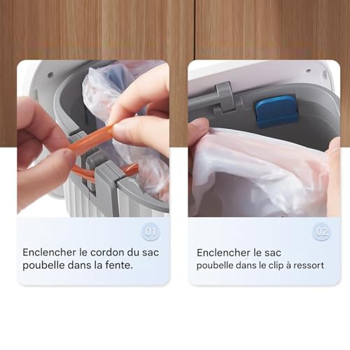 Poubelle de cuisine suspendable avec couvercle et bac à compost sous évier - 7