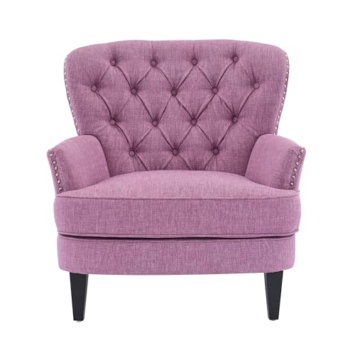 Sillón con tapizado vintage rosa y patas de madera miniatura 5