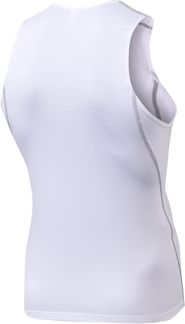 Audoc Compression Shirt Men 3 Pack Black Cool Dry Football Tank Top Athletic Compression Sleeveless T Shirts - Image 4