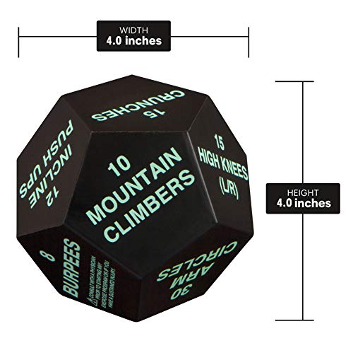 Juliet Paige Exercise Dice for Fitness, Gym Workouts, WOD, Home Bodyweight HIIT, and Adult Sports Training - 4 Inches in Diameter - 12 Sided (Green (Beginner)) - Thumbnail 3