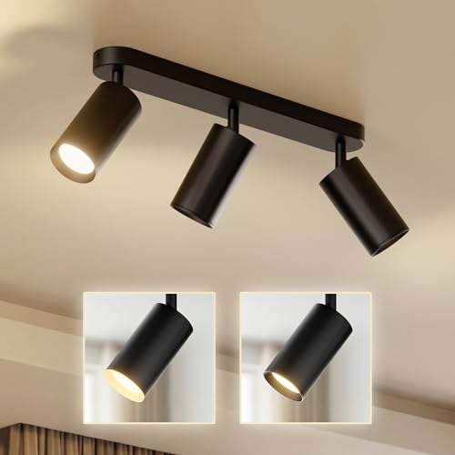 Scandinavian home Deckenstrahler 3-flammig - GU10 Deckenlampe Küche 360 Schwenkbar Blendfrei Flach - Flurlampe Decke Küchenlampe Spots Deckenleuchte Küche Lampen - Matt Schwarz Ohne Leuchtmittel