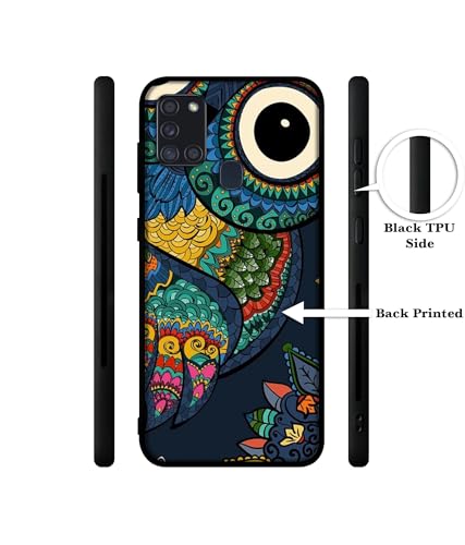 Image of Owl Illustration Design Premium 2D Printed Metal Back Case Cover for Samsung Galaxy A21S 4G