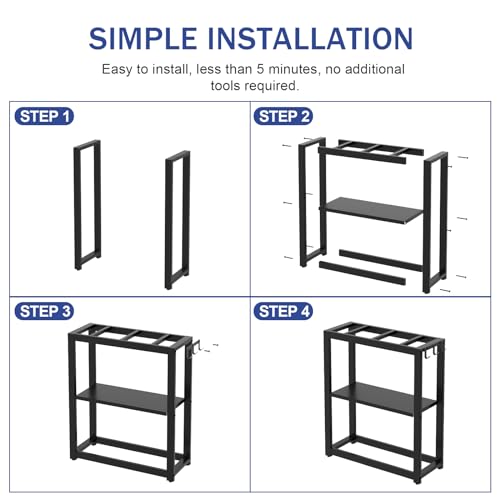Image of Livofloral 10-20 Gallon Fish Tank Stand with Storage Shelf, Aquarium Stand Measuring 24.8 inch W x 9.5 inch D x 30.1 inch H with Hooks,Heavy Duty Metal Turtle Reptile Tank Stand, Easy Assemble