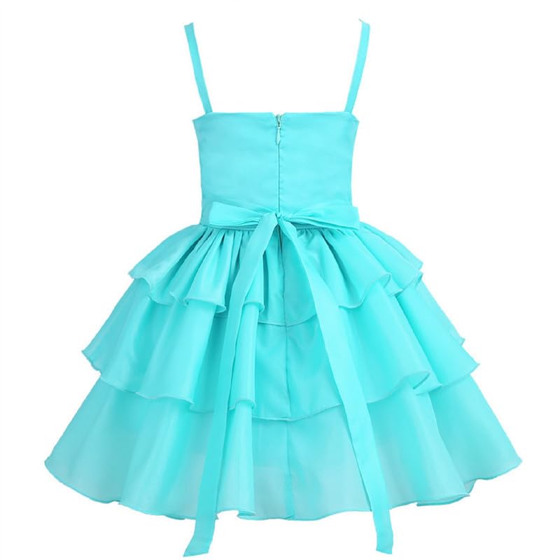 Image of Ripening Baby Girls Stylish Princess Dresses Satin Pretty Birthday Kids Frock Sky Blue