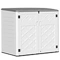 KINYING Horizontal Outdoor Storage Shed,47 Cu.ft Resin Outdoor Storage Cabinet Waterproof for Garden/Patio/Backyards