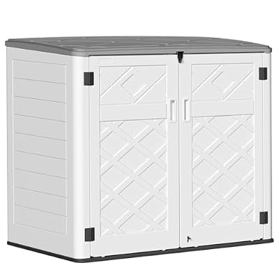 KINYING Horizontal Outdoor Storage Shed,47 Cu.ft Resin Outdoor Storage Cabinet Waterproof for Garden/Patio/Backyards