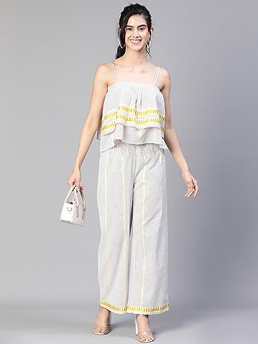 Image of oxolloxo Women Embroiderd Shoulder Strap Elasticated Cotton Top