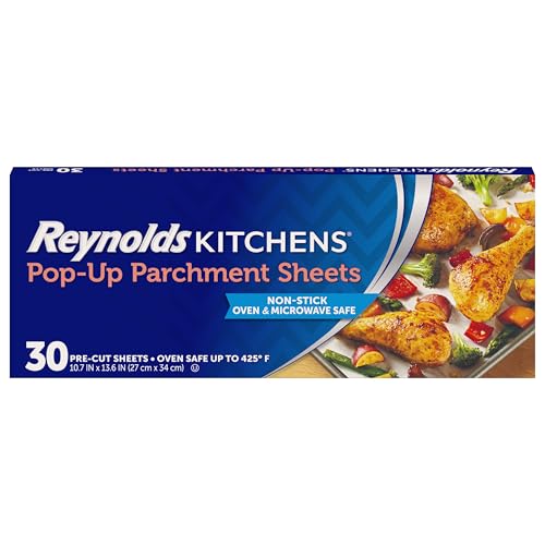 Reynolds Kitchens Pop-Up Parchment Paper Sheets, 10 x 13 Inches, 30 Count