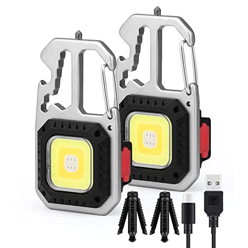 Glovios 2PCS Mini Lampe de Travail Portable,Porte-clés Lampe de Poche Étanche Lampes d'inspection...