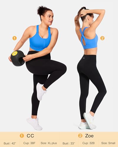 Image of High Impact Sports Bras for Women Adjustable Zip Front Plus Size Workout Bra Full Coverage Removable Padded Running