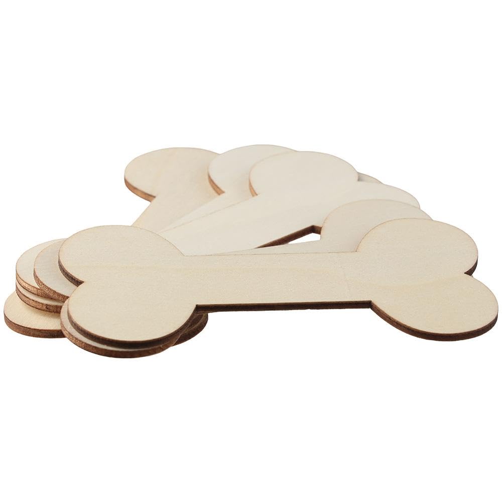 YYlingx 50Pcs Blank Dog Bone Shape Wood Chips, Wooden DIY Log Color Home Decoration Art, Unfinished Wooden Crafts - Image 3