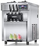 Leacco Soft Serve Ice Cream Maker Machine Commercial with 2 Hoppers, 3 Dispensers