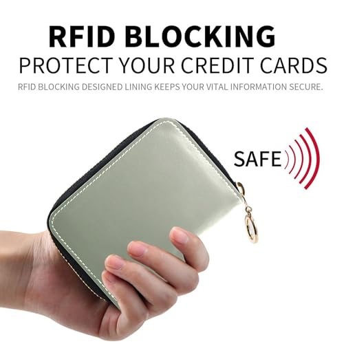 Decorative Womens Wallet Leather Credit Card Wallets RFID Blocking Camouflage Green Ivory Gradient Travel Wallet with Zipper2