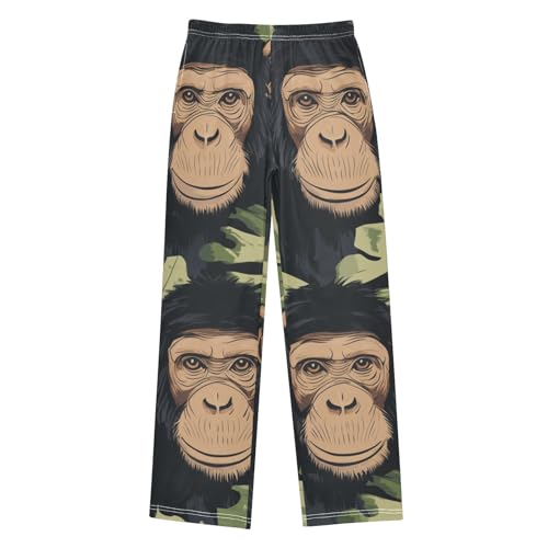 ZZXXB Chimpanzee Leaves Boys Long Pants Soft Trousers Elastic Waist Kids Lounge Bottoms with Pockets S-XL