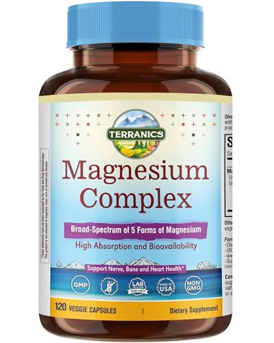 Terranics 5-in-1 Magnesium Complex Supplement 500mg - 5 Forms High Absorption Magnesium Glycinate