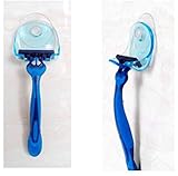 Función: Regalo para Baño Zonster 2pcs Nueva Práctica Titular Azul Claro de plástico Súper maquinilla de Afeitar con ventosas de succión Copa máquina de Afeitar de Almacenamiento en Rack Accesorios de ba?o