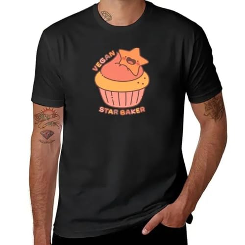 Collar type: round neck Vegan Star Baker Cute Cupcake - Kawaii T-Shirt Black XL