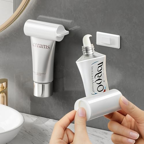 Toothpaste Squeezer 2PCS Squeezes More Cleanly Toothpaste Tube Squeezer Secure Hold Stable Twist Toothpaste Roller Squeezer Wall-Mount Storage Tube Squeezer Tool for Various Cosmetics and Sauce